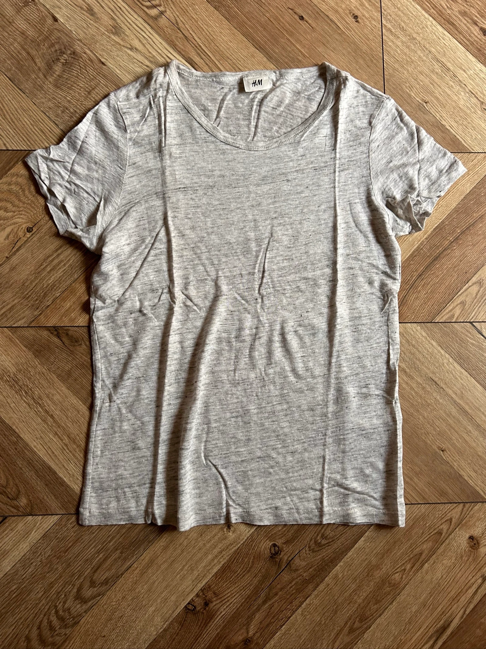 T-shirt 100% lin H&M - Gris chiné - Taille XS
